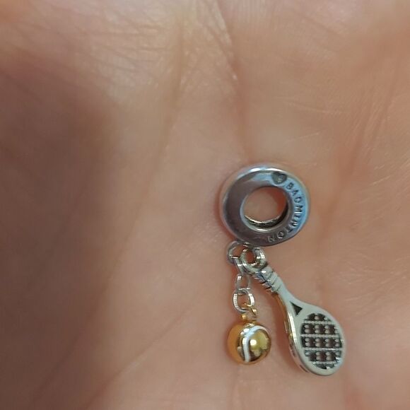925 Sterling Silver Badminton Tennis Charm - Picture 6 of 8